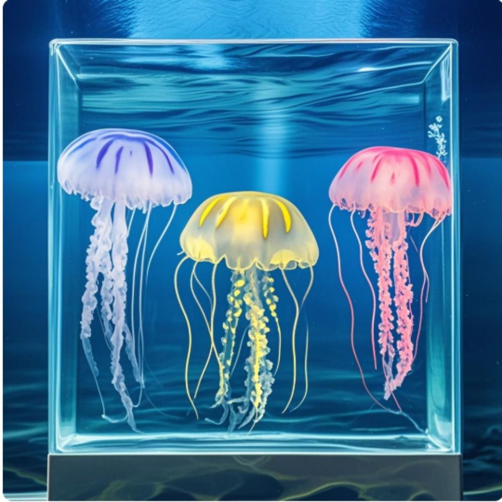 Aquarium Fish Discus - Silicone Simulated Jellyfish Glowing Fluorescent Aquarium