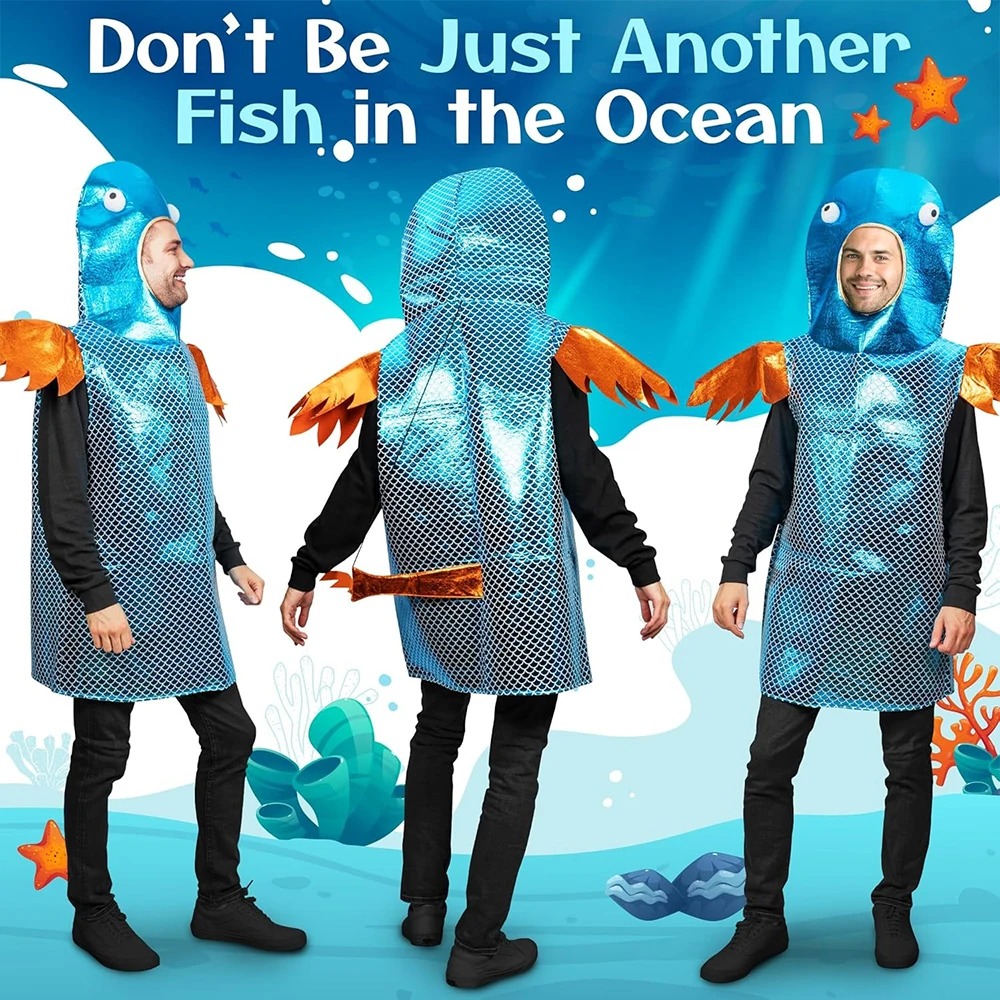 Shiny Blue Fish Costume Metall - Aquarium Fish Yellow 评论和价格