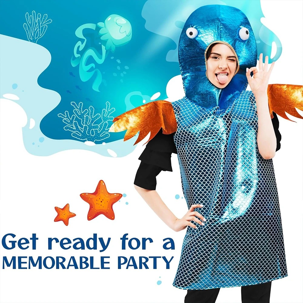 Shiny Blue Fish Costume Metall - Aquarium Fish Yellow 评论和价格